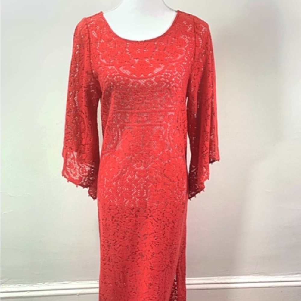 Calypso St Barth Red Lace Maxi Dress